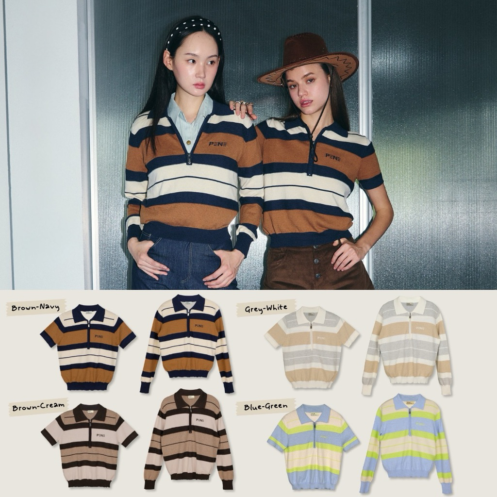 PERTH KNIT SWEATER(brown-cream/brown-navy/grey-white)