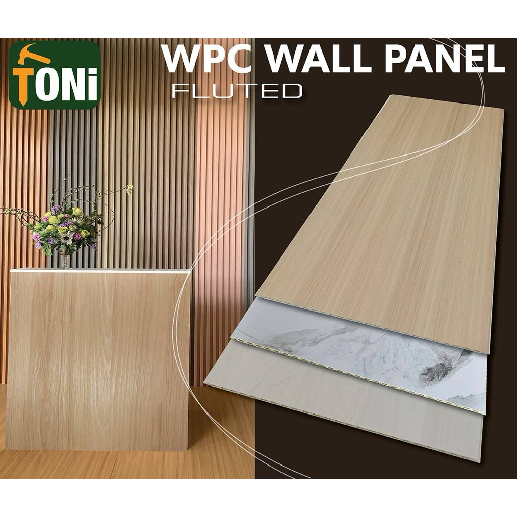 แผ่น WPC ติดผนัง ลายไม้และหิน แบบเรียบกว้าง 40cm ติดผนัง  (ใช้ภายในอาคาร)