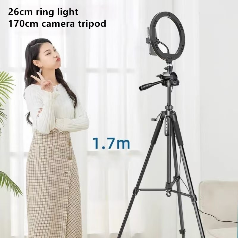 140cm/170cm Tripod ชุดไฟไลฟ์สด 26cm LED Ring Light พร้อมขาตั้ง3 สี ความสว่าง 10 ระดับ มีที่จับมือถือในตัว - รูปที่ 5