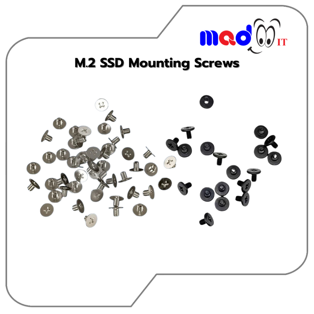 น็อต / สกรูยึด M.2 SSD ขนาดเกลียว M2 x 3 มม. สีเงิน / สีดำ สำหรับ PC และ Notebook (1 ชุด 2 ตัว)