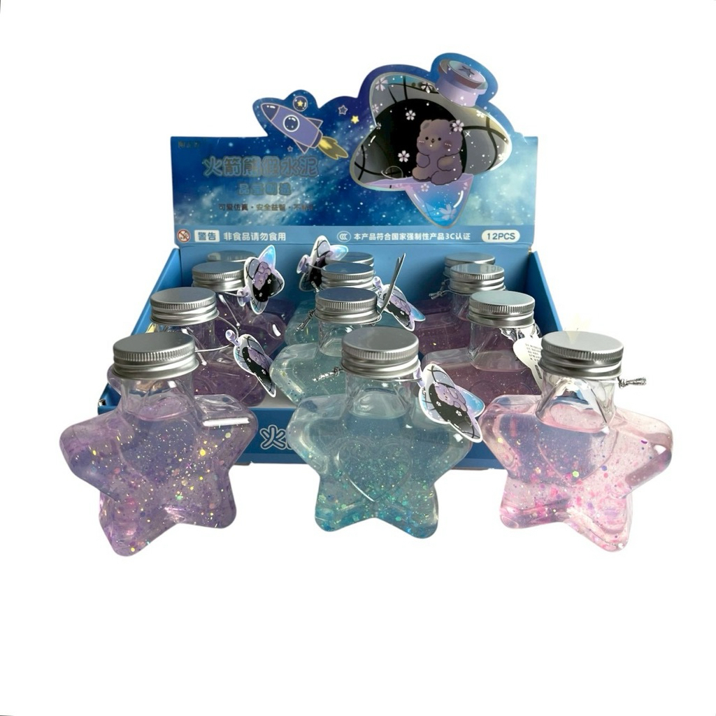 สไล์มน้ำลายเอเลี่ยน ขวดดาว สีใส Slime Crystal Mud กากเพชร ในสไล์มใสๆ