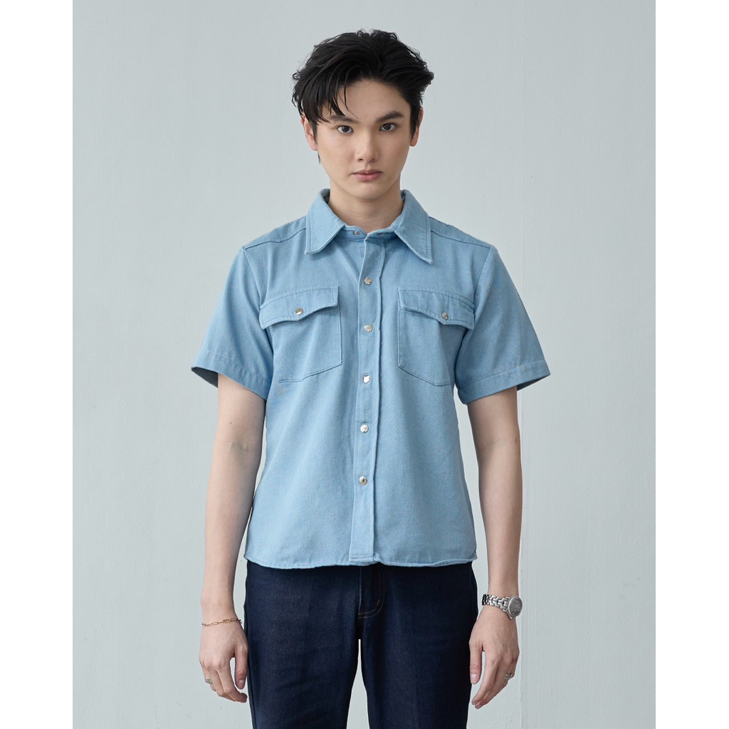 DUMB - The Crop Western Shirt เสื้อเชิ้ตคาวบอยแขนสั้นทรงครอป