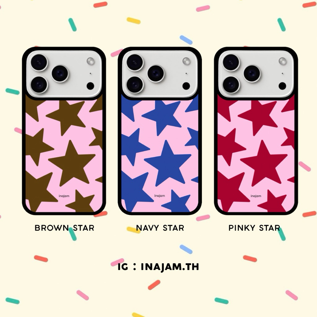 เคสไอโฟนลายดาวแบรนด์ Inajam Collection Navy Star | Pinky star | brown star