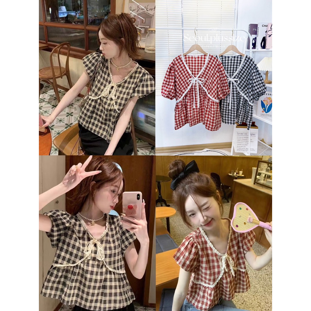 Ladybug top เสื้อเกาหลีน่ารักแต่งแขนตุ๊กตา อก 40-60”