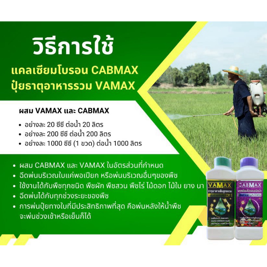 [1แถม1] CabMax+VaMax แคลเซียมโบรอนเข้มข้ม แถม ปุ๋ยธาตุรวม - รูปที่ 3