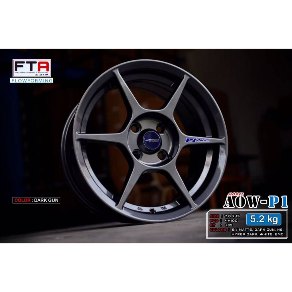 ล้อแม็ก AOW Buddy P1 4รู100 กว้าง7 ขอบ15นิ้ว(ราคา4วง)