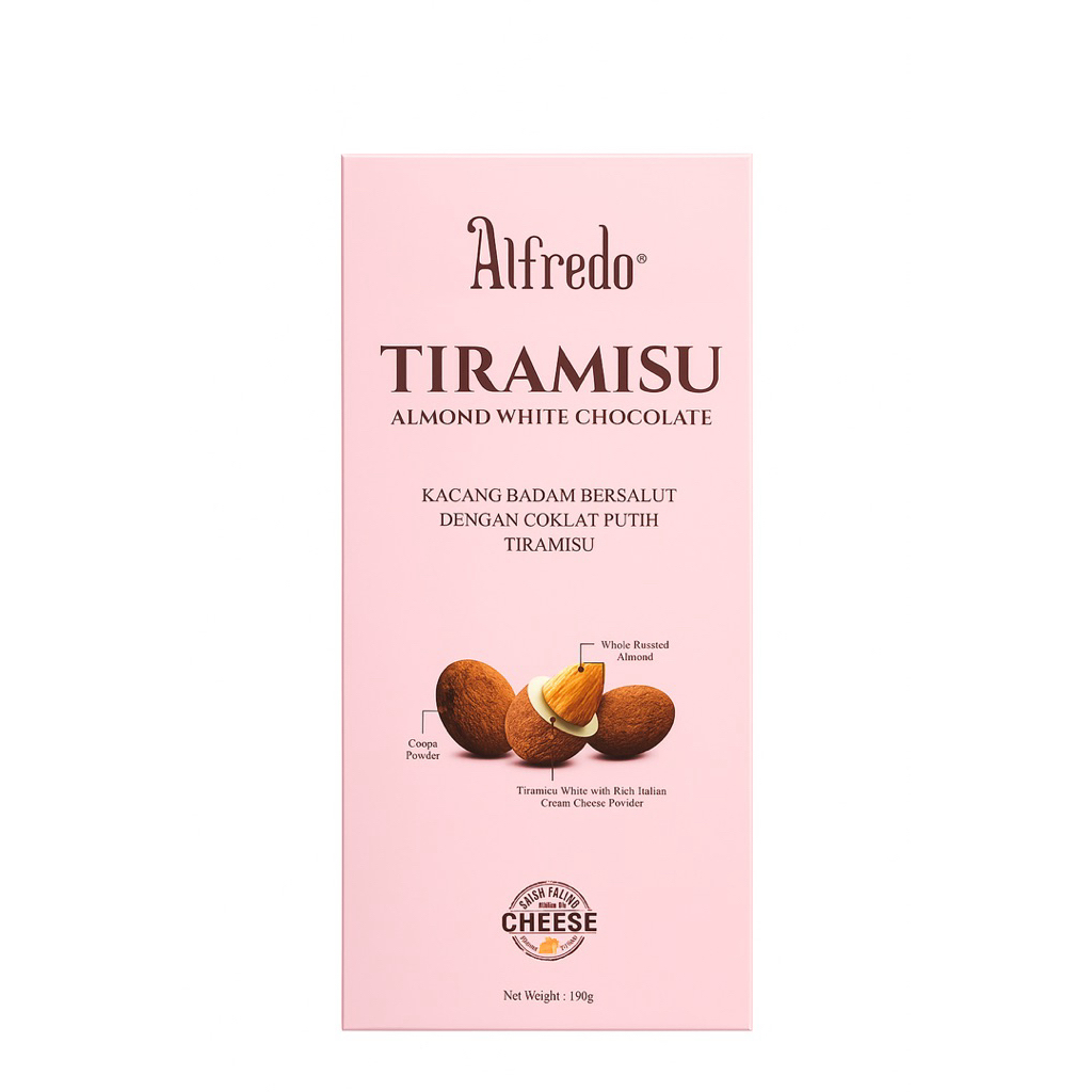 หอมละมุนทุกคำ Alfredo TIRAMISU Almond White Chocolate ของหวานพรีเมียมนำเข้าจากมาเลเซีย