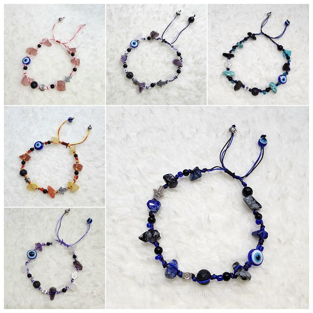 💥พร้อมส่ง‼️🇹🇭 EVIL EYE 🧿 Bracelet สร้อยข้อมือเชือก กำไลหินมงคล หินแท้ เสริมพลัง เครื่องประดับสายมู
