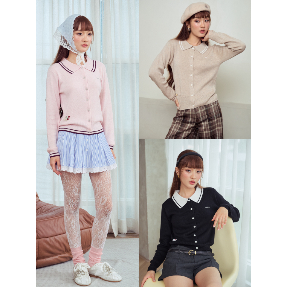 AILUMI - She is Cardigan เสื้อคาร์ดิแกนมีปก เส้นด้ายคอตตอนวูลพิเศษ