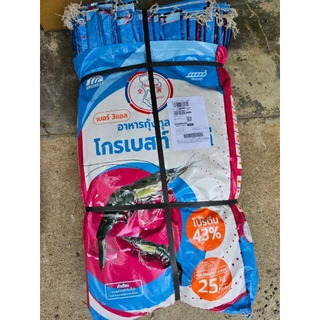 กระสอบเปล่า กระสอบเคลือบ 2 ชั้น กระสอบอาหารกุ้งโกรเบส บรรจุ 25 กิโลกรัม หนา แข็งแรง ทนทาน