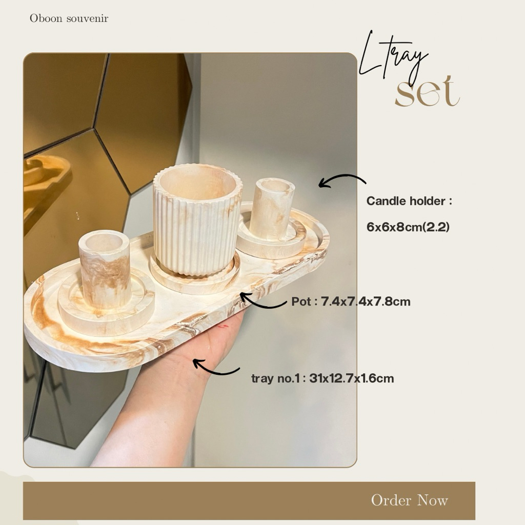 เซทเชิงเทียน ลายหินอ่อน MARBLE L TRAY SET กระถางธูป พร้อมถาดปูน เซท 4 ชิ้น *งานพรีรอ 5-7 วัน* สีอื่นๆแจ้งในแชทค่ะ