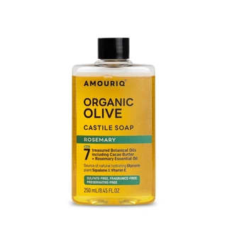 AMOURIQ Organic Olive Castile Soap อมอริค คาสทีลโซพ สบู่เหลวแท้ น้ำมันมะกอกออร์แกนิก ผิวชุ่มชื้น ลดผิวแห้ง