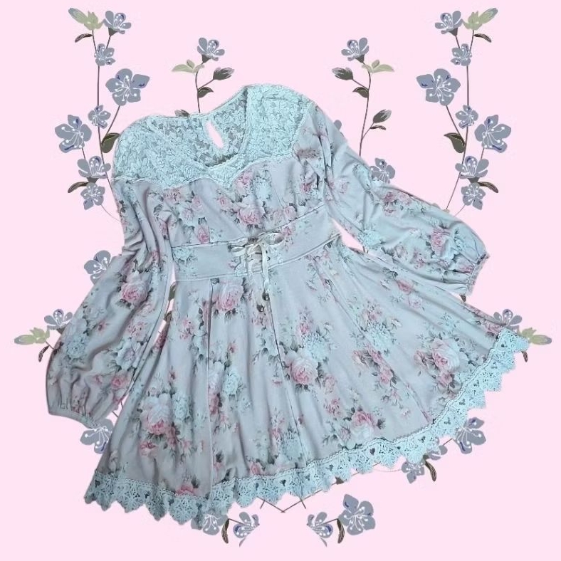 เดรส สีโอรส เอวยืด Liz Lisa