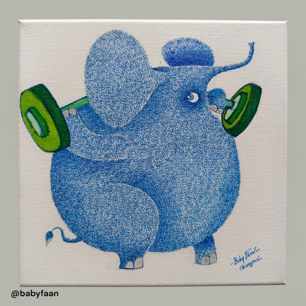 Elephant blue pen number 7