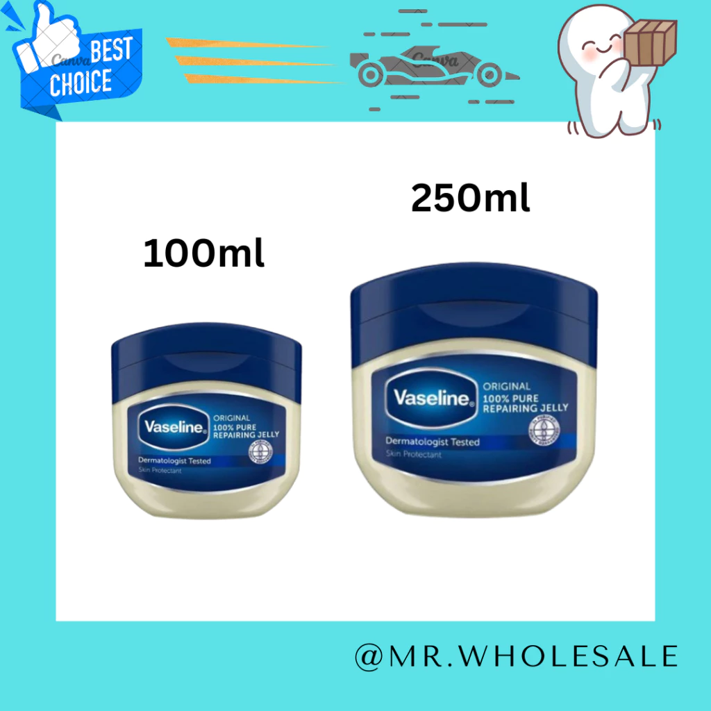 VASELINE Petroleum Jelly 100ml/ 250ml วาสลีน ปิโตรเลี่ยม เจลลี่ บำรุงผิว