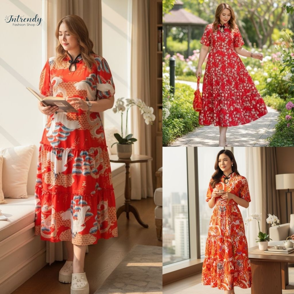 ใหม่.ชุดกี่เพ้า ชุดจีนสาวอวบ Free size:32 – 44 นิ้ว.ใส่สวย( หน้าผ้า 44 นิ้ว)เป็นผ้าไหมอิตาลี.