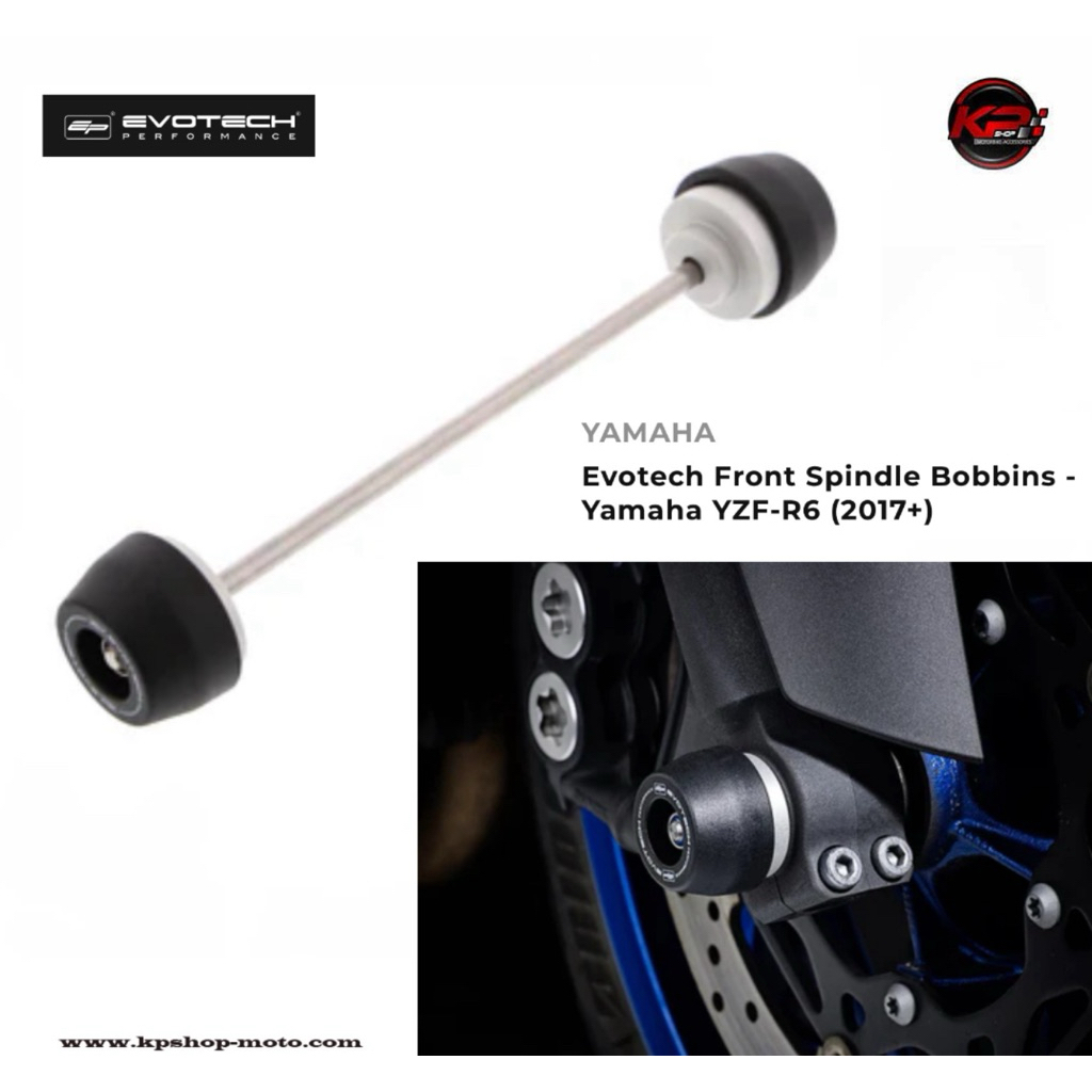 กันล้มหน้า Evotech Performance (แท้) สำหรับ Yamaha YZF-R6 (2017+) - Front Spindle Bobbins ของแต่ง R6