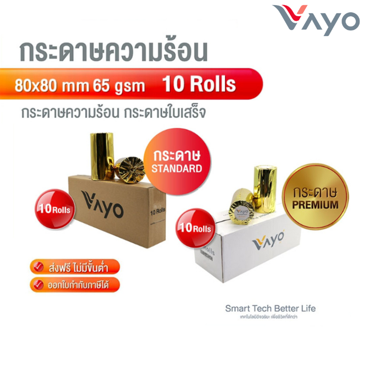 กระดาษความร้อน Thermal Paper 80x80mm 10 ม้วน ใบเสร็จ บิล สำหรับ Ocha, Xprinter และเครื่องทุกรุ่น