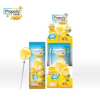 Propoliz Candy Pop (โพรโพลิซ แคนดี้ ป๊อป) อมยิ้ม กลิ่น ฮันนี่เลมอน ไม่มีน้ำตาล (1 กล่อง 10 ซอง)