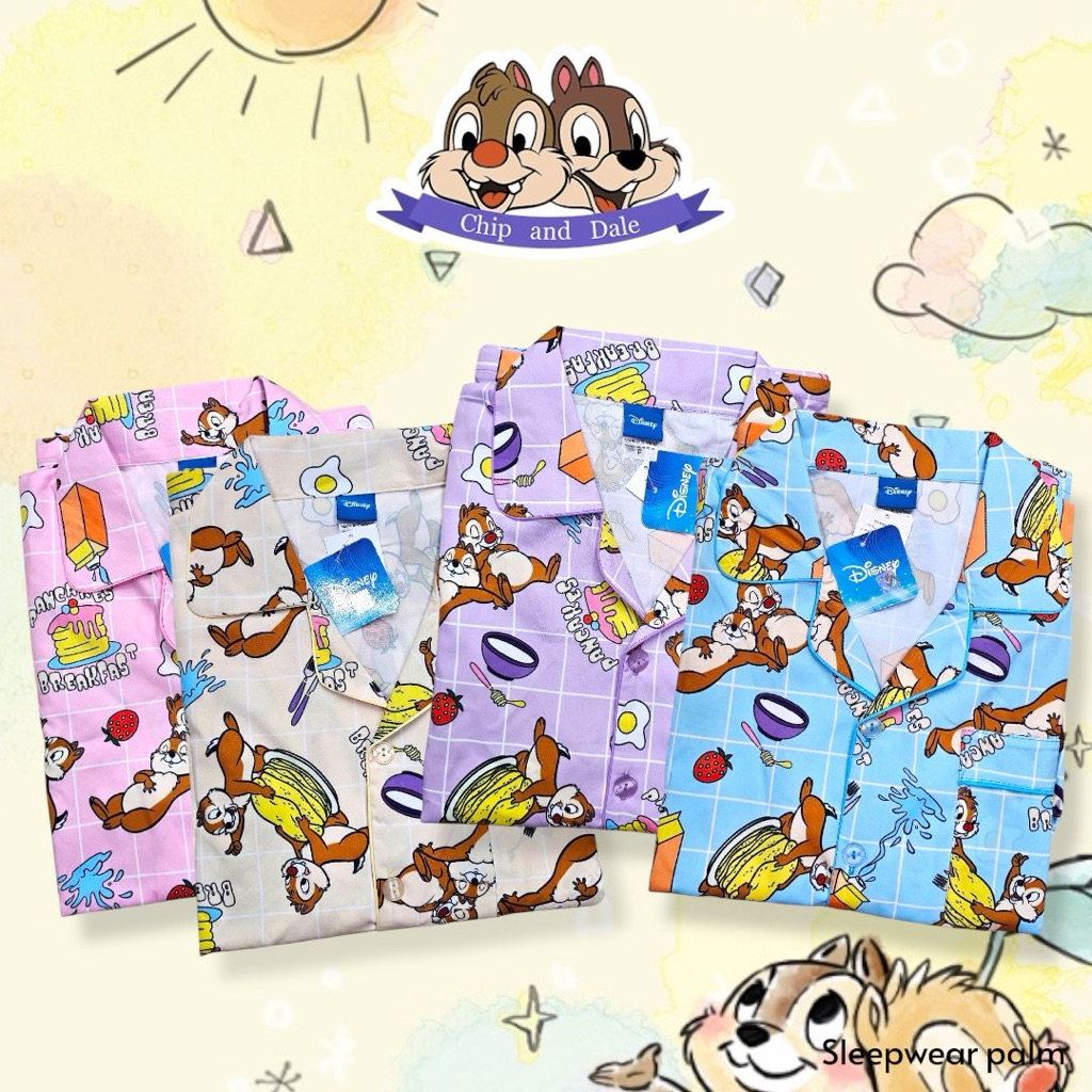 ชุดนอน ผ้าไหมอิตาลี่ Disney Chip&Dale(รอบอก44นิ้ว) ลิขสิทธิ์แท้