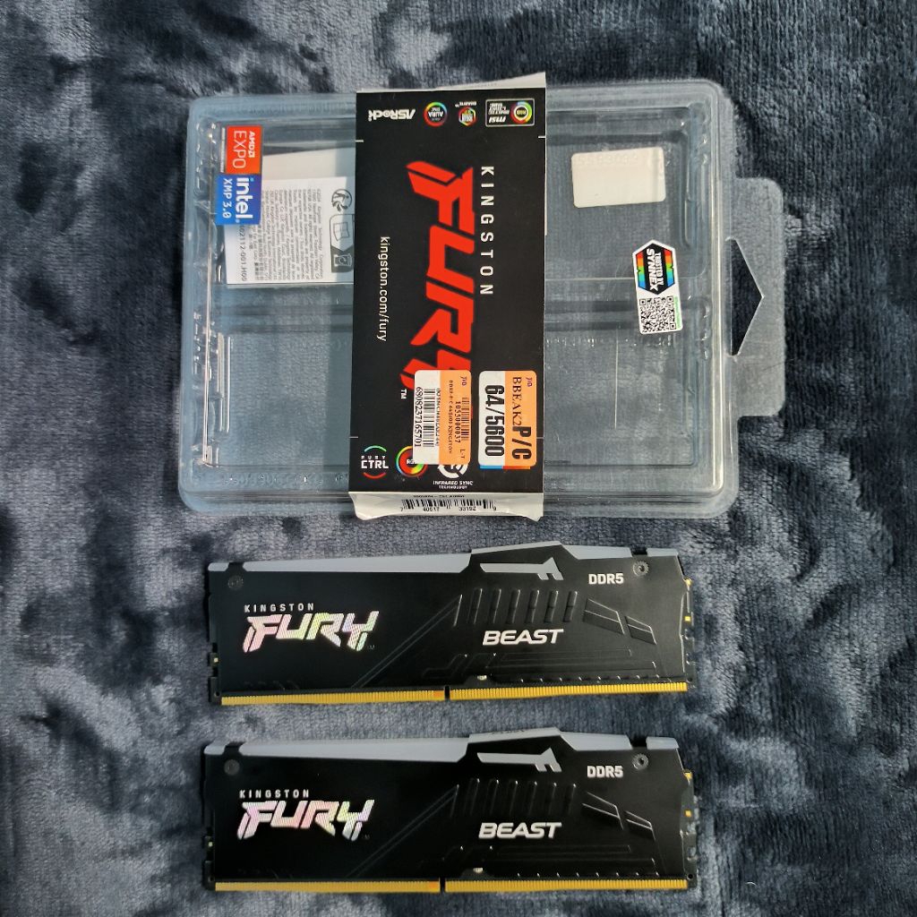 64GB (32GBx2) DDR5 5600MHz KINGSTON FURY BEAST DDR5 RGB  RAM (หน่วยความจำ) แรม มือสอง มีกล่อง