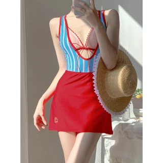 Victoria's ชุดว่ายน้ำผู้หญิง วันพีช ลายทาง sexy swimsiut เว้าหลัง beach#0972