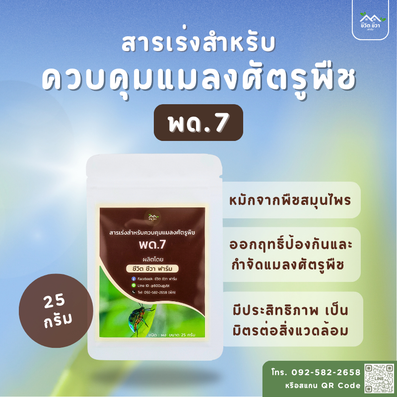 สารเร่ง (พด.7) 25 กรัม สำหรับผลิตสารป้องกันแมลงศัตรูพืช ไว้ใช้ในสวน ในฟาร์ม
