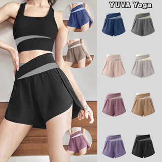กางเกงออกกำลังกายขาสั้น กางเกงกีฬาผู้หญิง งานสีทูโทน กางเกงโ…