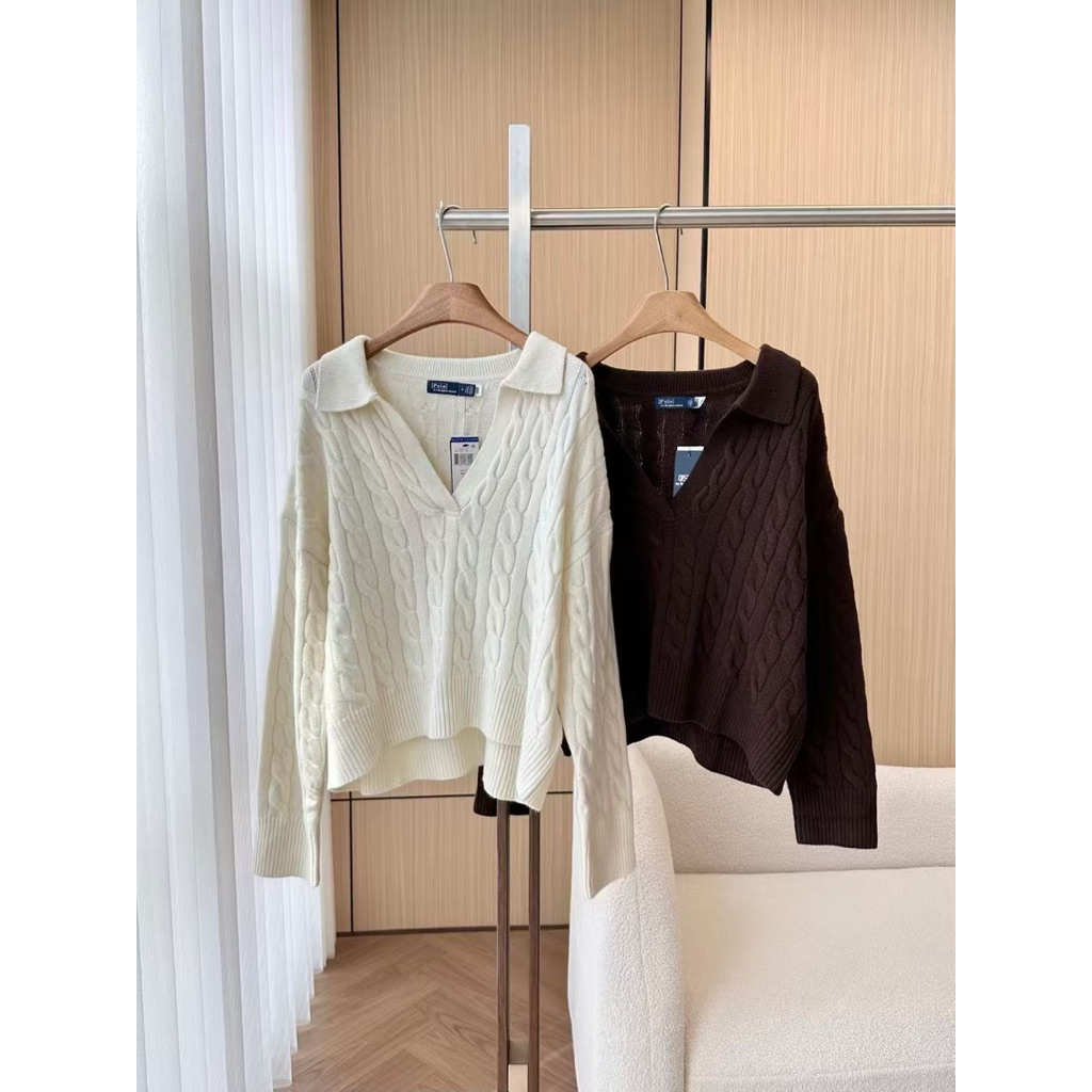 do** เสื้อคอวี Ralph Lauren Sweater คอปกผ้าผสมแคชเมียร์ มี 2 สี สินค้าใหม่ ของแท้