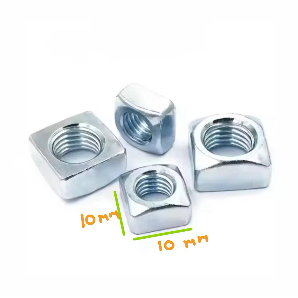 น็อตตัวเมียสี่เหลี่ยม เกลียวมิล น็อต 4 เหลี่ยม กว้าง 10 M5 M6