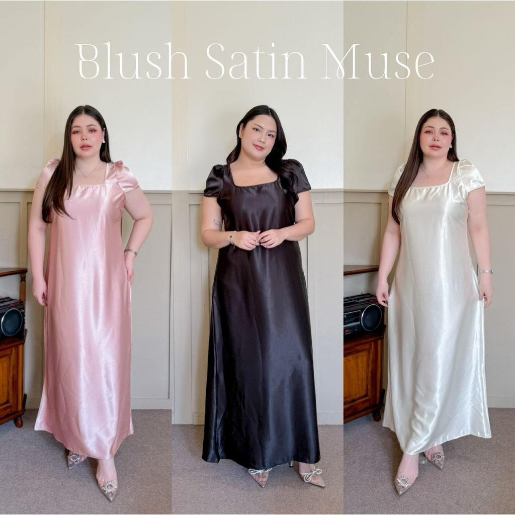 Lady M | Blush Satin Muse plussize เดรสยาว สาวอวบ ผ้าซาติน เรียบหรูแต่ดูแพง ใส่ออกงานกลางวัน กลางคืน ออกเดต