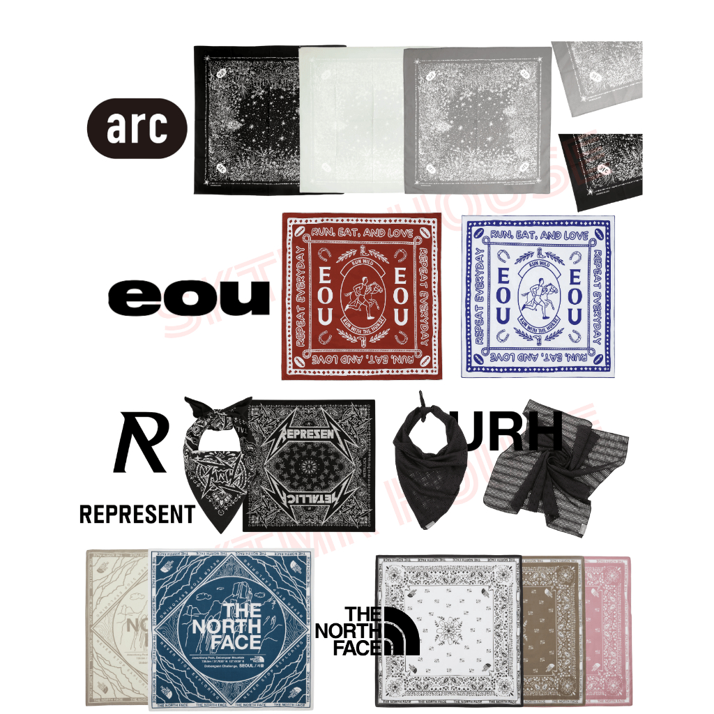 พร้อมส่ง-ของแท้] ผ้าพันคอ รวมแบรนด์ | Bandana EOU, TheNorthface, ARC, 247 Represent, URH
