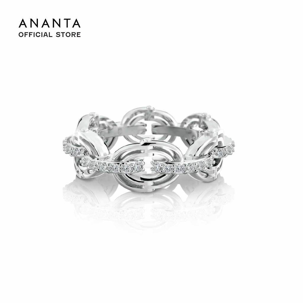ANANTA Ouroboros Infinity Ring With Diamond แหวนฝังเพชรแล็บ เงินชุบทองขาว