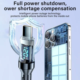 สายชาจแบตเร็ว120W/6A ที่ชาร์จความเร็วสูงUSB-Typec ยาว1M/2M Fast Charging Charger Cable