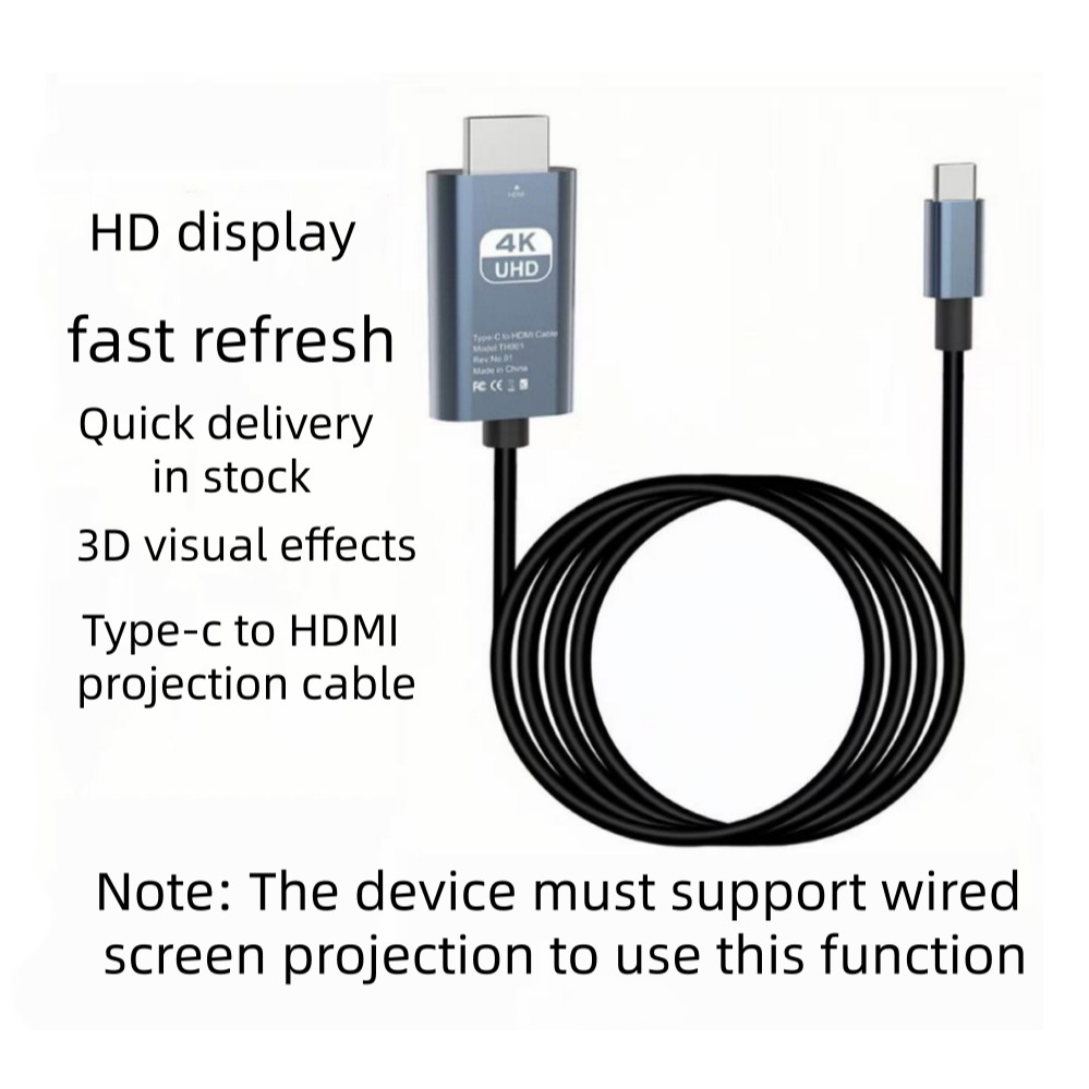 4k สาย Type C ถึง HD 2M Type-C สายวิดีโอ HD สายเคเบิลสําหรับแท็บเล็ต สมาร์ทโฟน