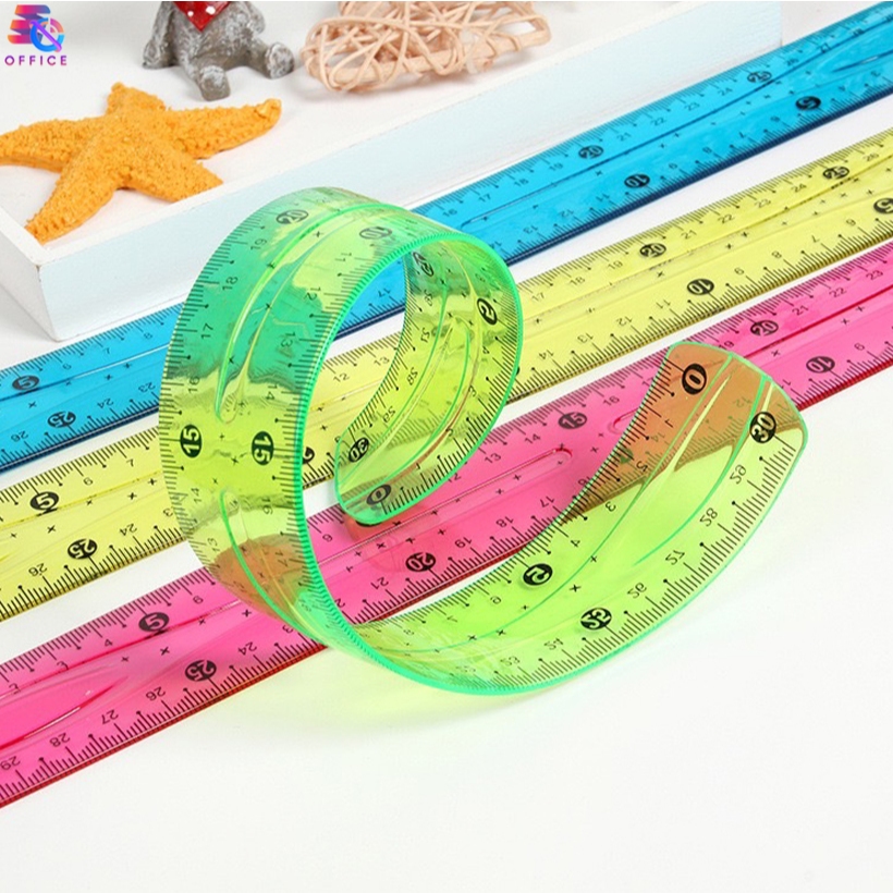 ไม้บรรทัดงอได้ Flexible ruler 20 , 30 cm ไม้บรรทัด คละสี ไม้บรรทัดอ่อน ไม้บรรทัดพลาสติก ดัดได้ ราคา / ชิ้น