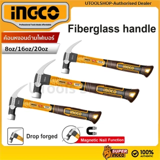 INGCO ค้อนหงอนด้ามไฟเบอร์ 8 oz (220 กรัม) รุ่น |16 oz (450 กรัม) รุ่น HCH81016 |20 oz (560 กรัม) รุ่น HCH81020