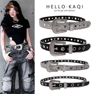 ส่งเร็ว💥เข็มขัดหนัง PU ประดับเพชรเทียม Y2K แนววินเทจแฟชั่น สาวฮอตตกแต่ง ปรับได้.artisanth-COD