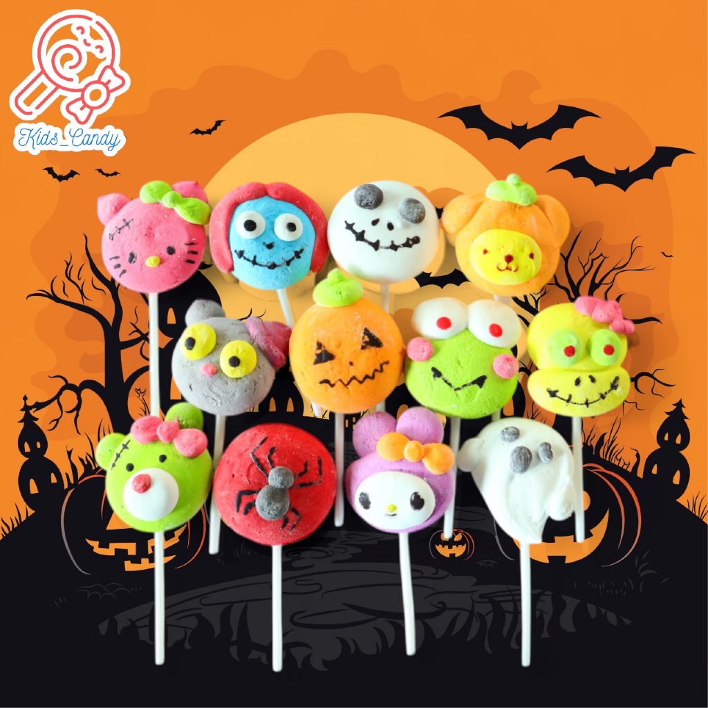 ขนมมาร์ชเมลโลว์เสียบไม้ Halloween คละลาย  (HALOW)
