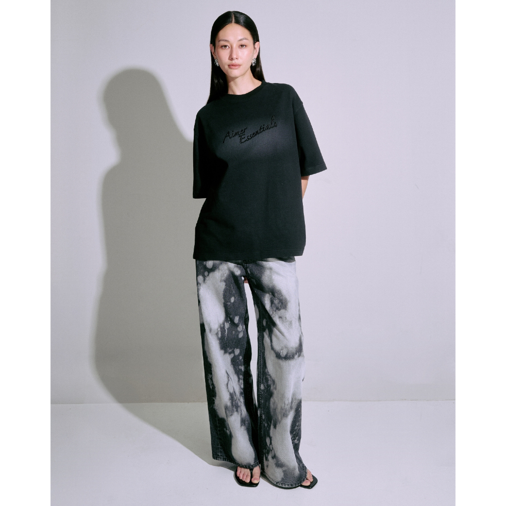 AIMER - 90s Baggy Jeans กางเกงยีนส์ เอวต่ำ ทรงขาบาน