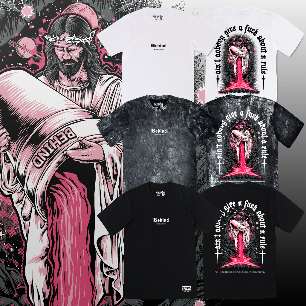 BEHIND เสื้อยืด “ THEWAYOFTRUTH “ แขนสั้น แขนยาว แนวสตรีท Oversize เสื้อยืดชาย หญิง