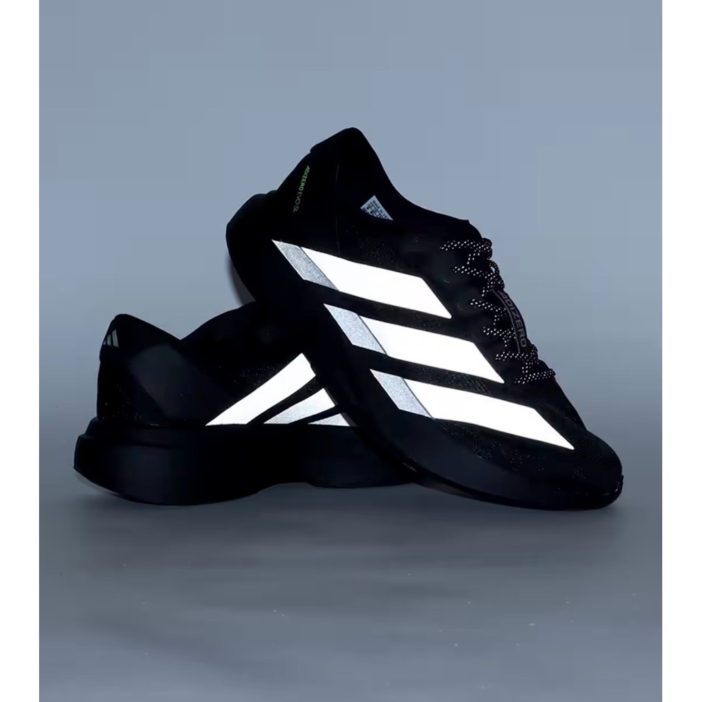 [พร้อมส่งในไทย🇹🇭]รุ่นใหม่ สะท้อนแสง+มีเชือกแถม Adidas Adizero EVO SL “ Black / Silver / Metallic “📸[มือ 1 ของแท้💯%]