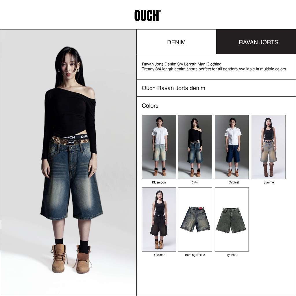 [Ouch] Ravan Jorts denim ขา 3 ส่วน Man Clothing
