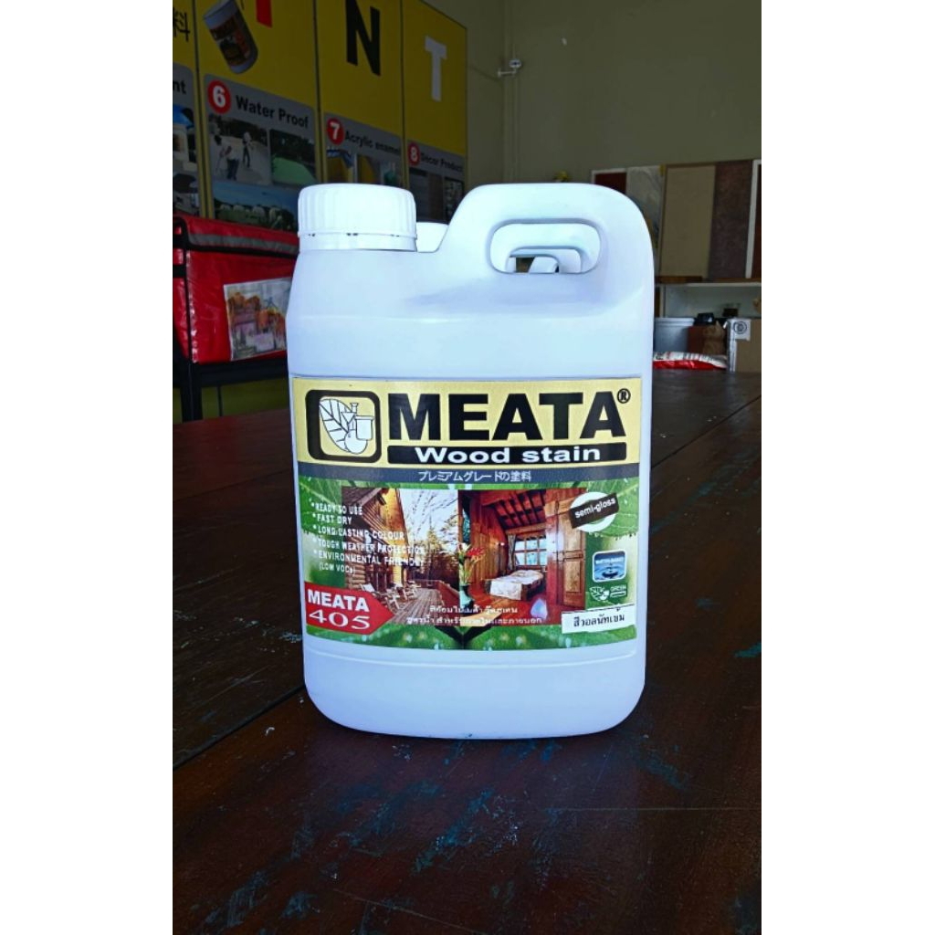 สีย้อมไม้ (สูตรน้ำ) (M405 )MEATA WOOD STAIN ชนิดกึ่งเงา (1 ลิตร)