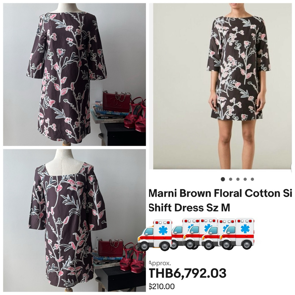 Pre-owned Marni Floral Cotton Silk Blend Dress – Size 38 | Made in Italy Minor water stain on front 