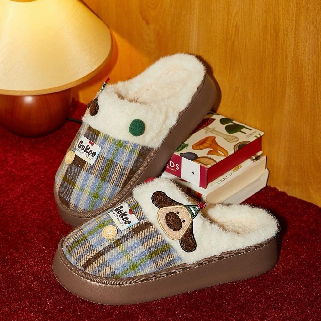Gukoo X Honghong puppy slippers winter ลิขสิทธิ์แท้100%💓 รองเท้าแตะกำมะหยี่อบอุ่นหน้าหนาว