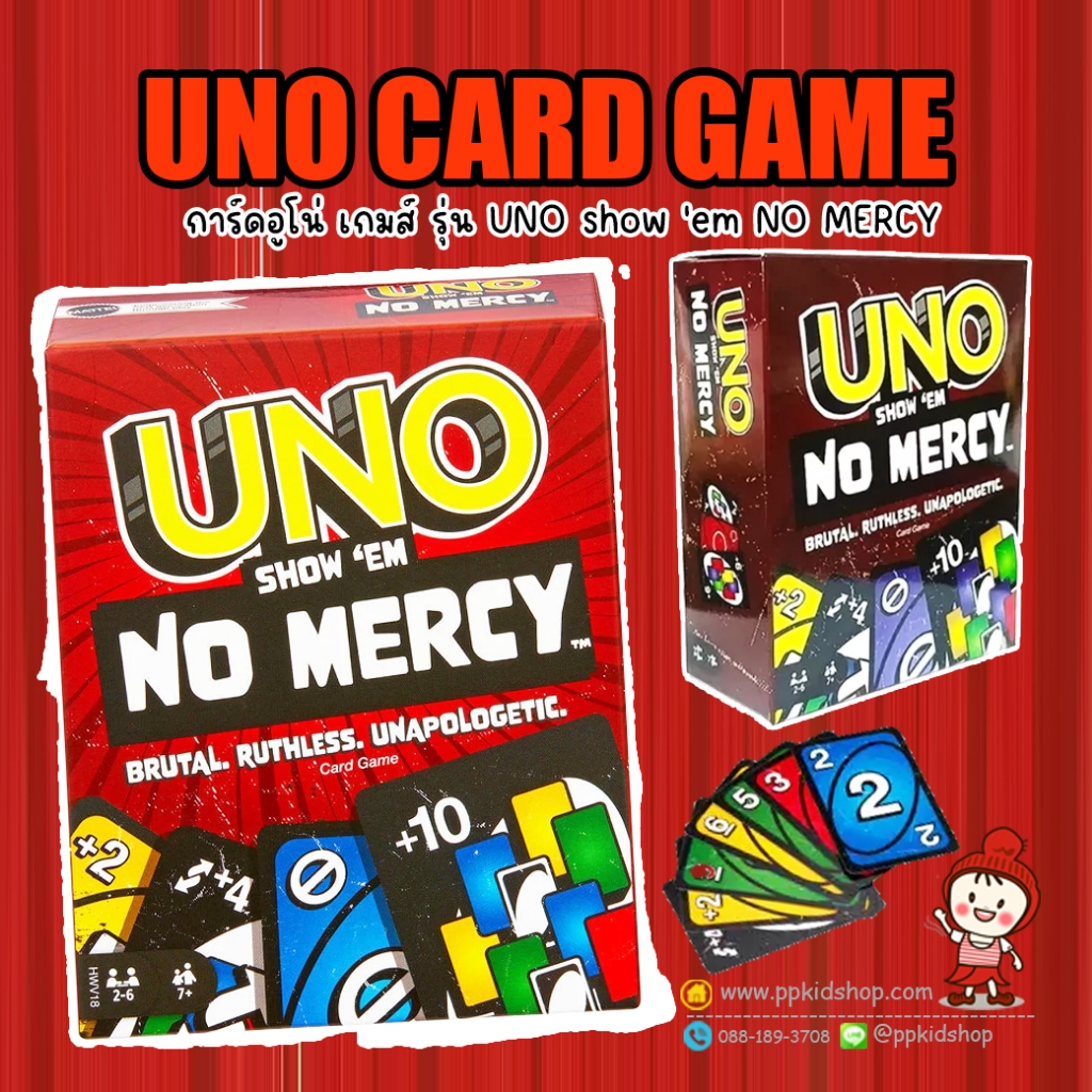 🔥ลดแรง-รุ่นสุดโหด🔥UNO card การ์ดอูโน่ เกมส์ รุ่น UNO show 'em NO MERCY (กล่องกระดาษ)