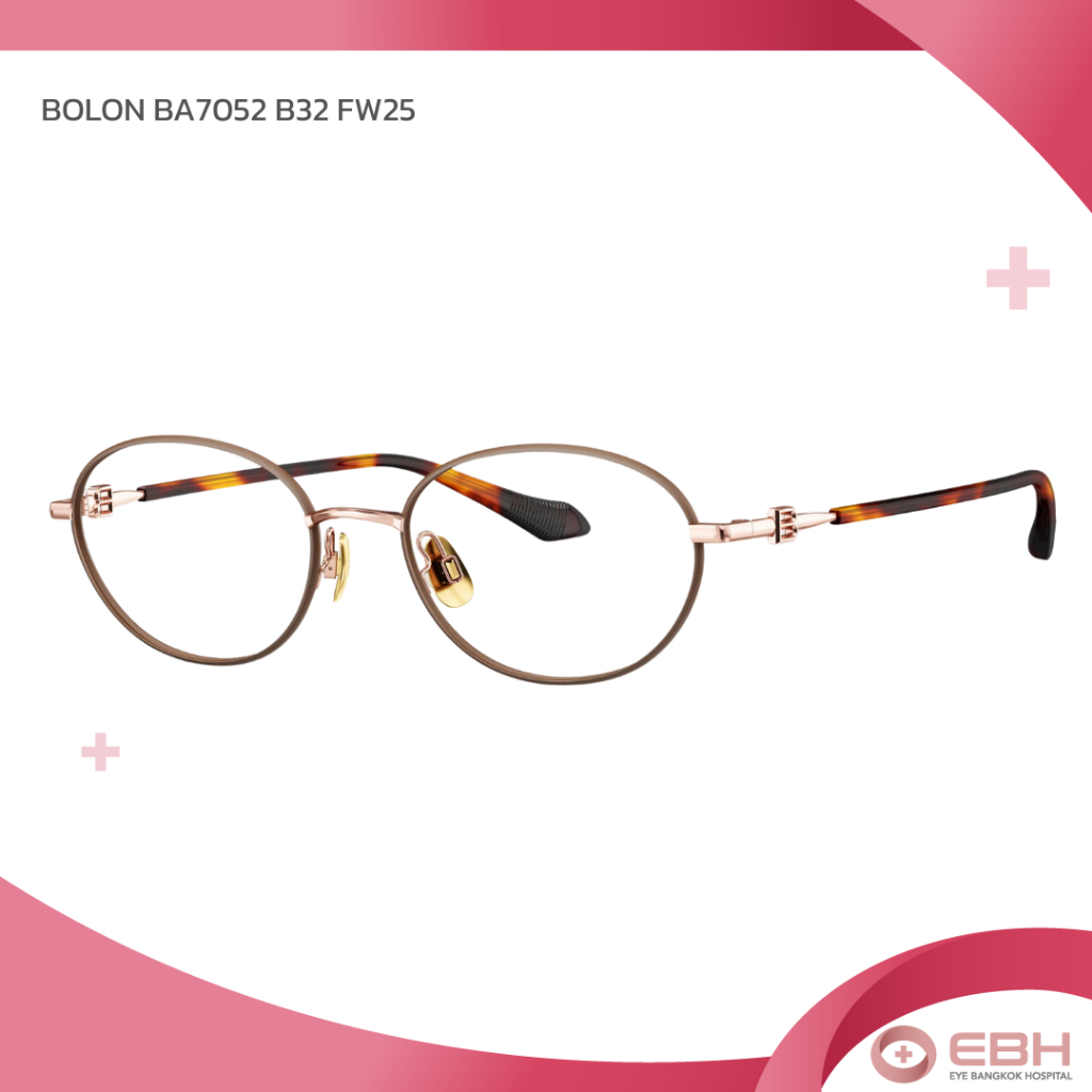 BOLON กรอบแว่น Signature Oval — Titanium Rose Gold | Matte Dark Brown Front Rim BA7052 B32 FW25