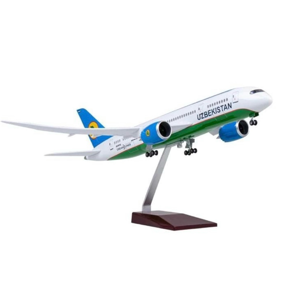โมเดลเครื่องบินเหล็ก ขนาด 1:160 อุซเบกิสถาน แอร์เวย์ โบอิ้ง B787 (Uzbekistan Airways Boeing B787）