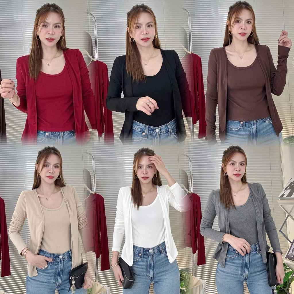 D0010 รุ่นVane(วาเน่) เสื้อยืดคอยูแขนยาว 2เลเยอร์ ผ้านุ่มคุณภาพดี สวมใส่สบาย ระบายอากาศได้เยี่ยม ดีไซน์เรียบหรู ทรงสวย